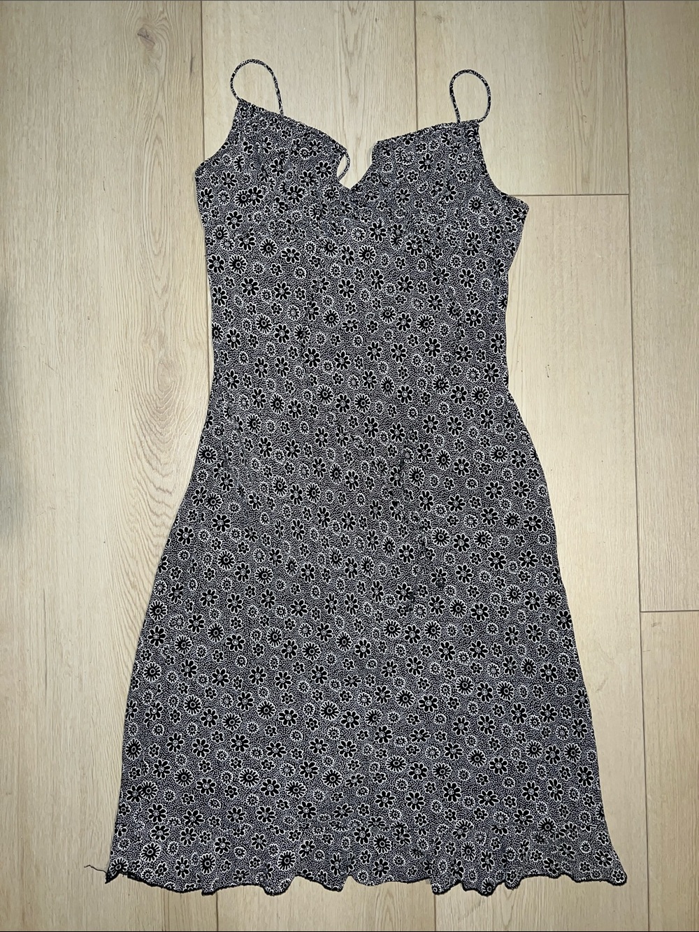 Vintage 90s Rampage Micro Floral Rayon Flounce Mini Dress